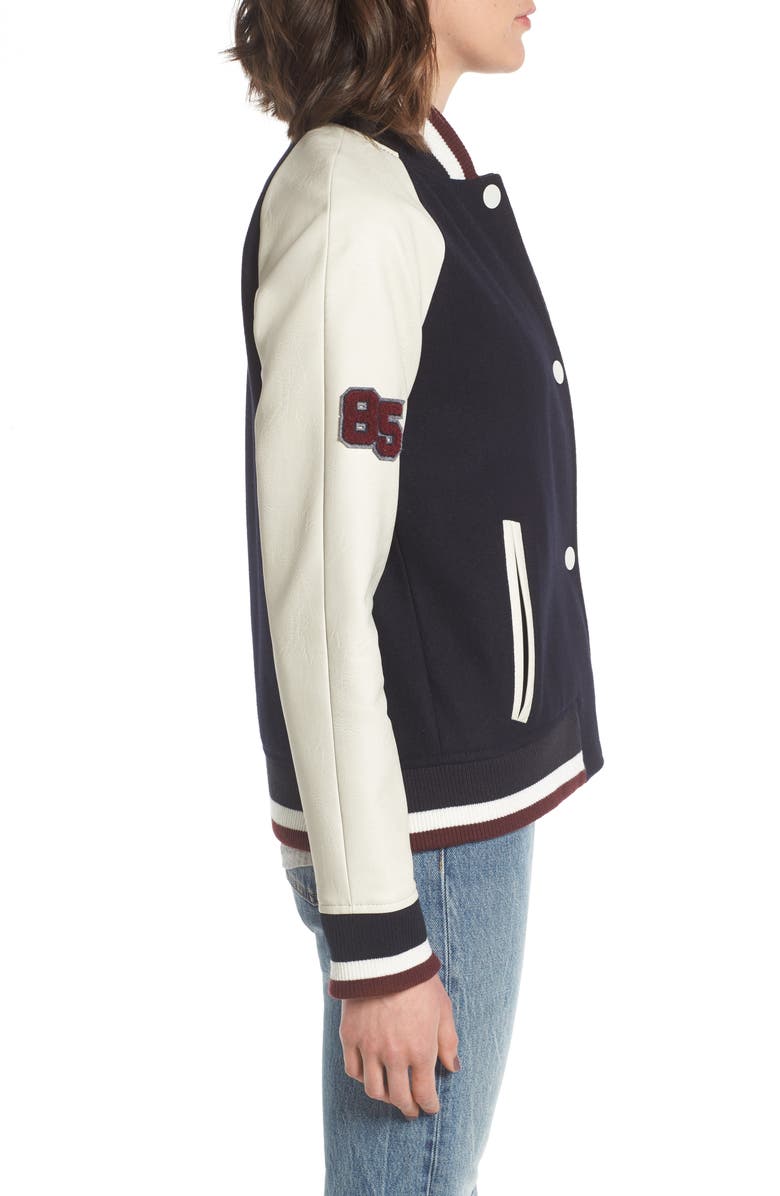 Tommy Hilfiger Mixed Media Varsity Jacket, Alternate, color,