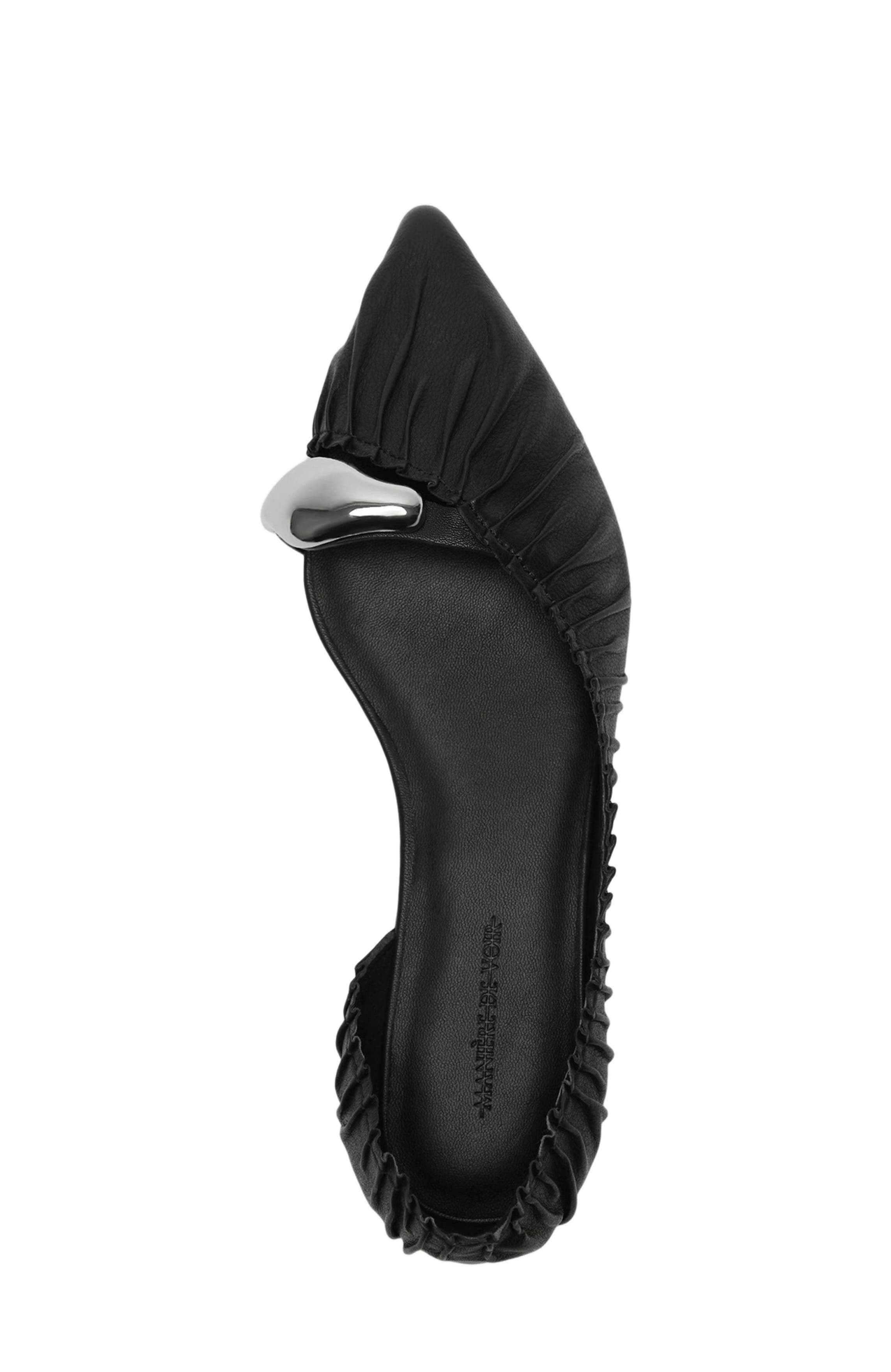 Manière De Voir Celeste Leather Ballet Flats with Hardware, Alternate, color, Midnight