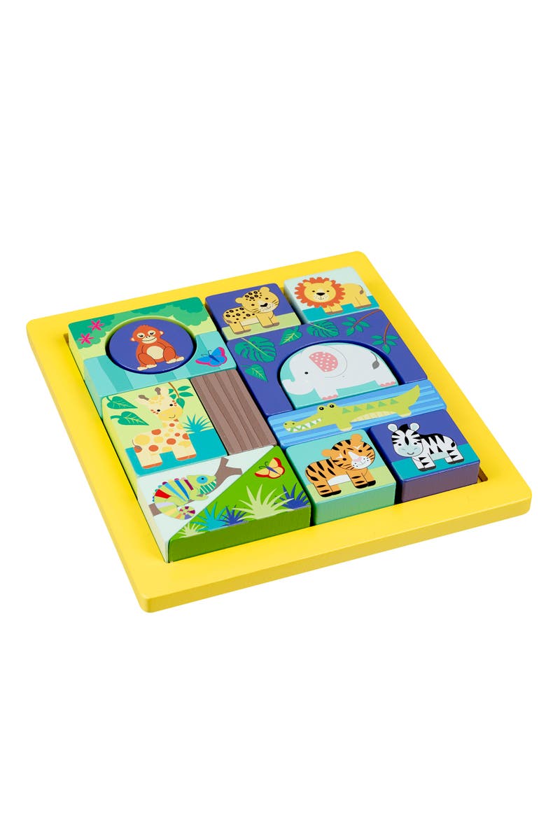 ORANGE TREE TOYS Jungle Animals Block Puzzle, Multicolor, 15 Piece, Kids Ages 1+, Alternate, color, Multicolored