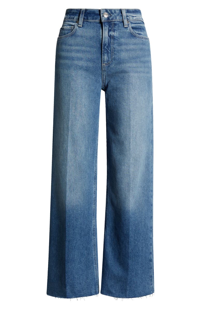 PAIGE Leena High Waist Raw Hem Wide Leg Jeans, Alternate, color, Volar Distressed