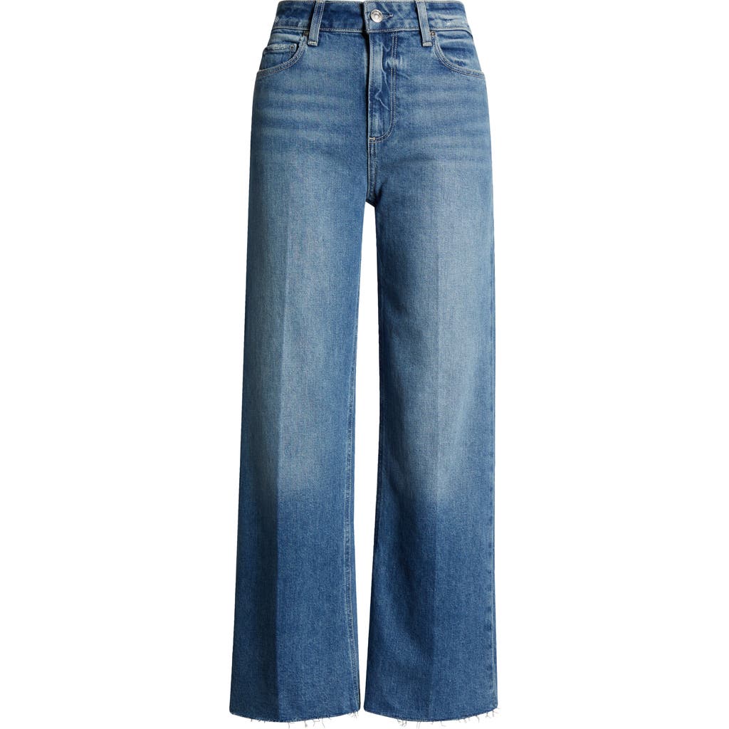 Paige Leena High Waist Raw Hem Wide Leg Jeans