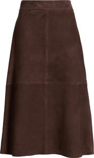 Nordstrom A-Line Leather Midi Skirt