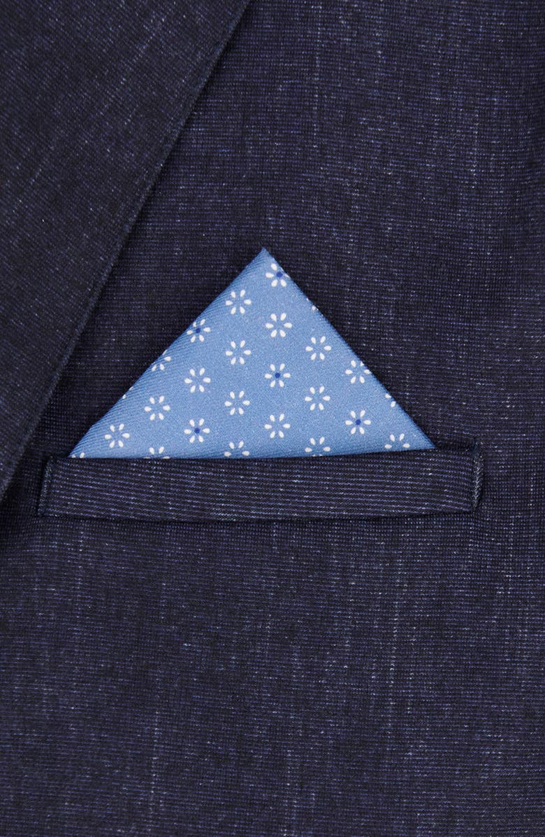 Brooklyn Brigade Men's Geo Flower Cotton Pocket Square, Alternate, color, Dusty Blue
