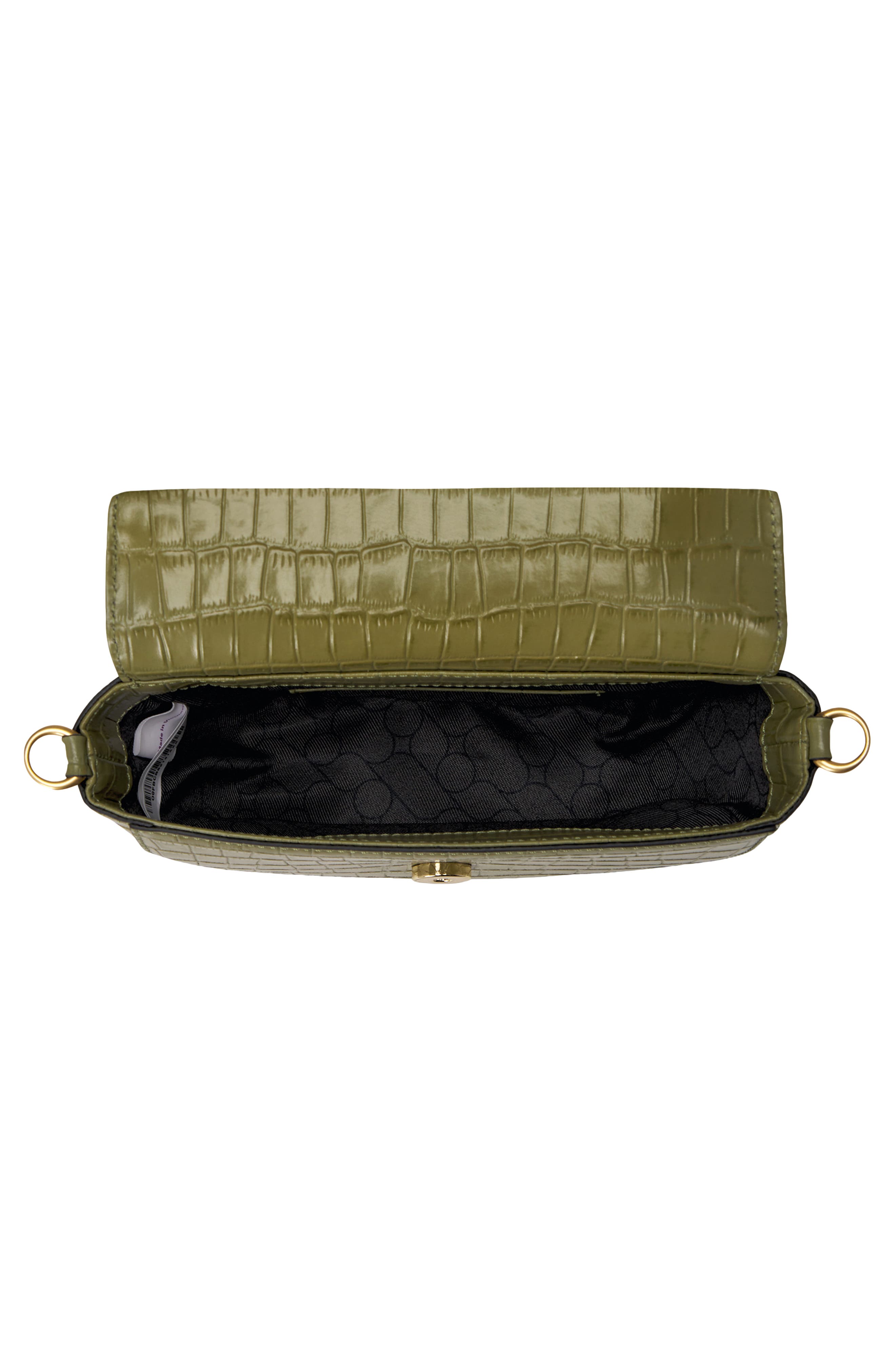 Lottie Croc Embossed Crossbody Bag, Alternate, color, LEAF OLIVE