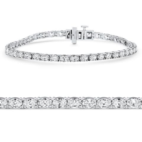 4 1/2Ct Oval Cut Diamond Tennis Bracelet 7" 14k Gold Lab Grown