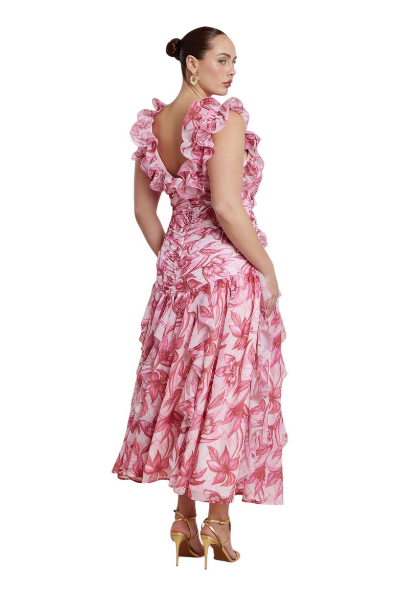 Patbo X Eloquii Ruffle Detail Maxi Dress, Alternate, color, SAFFRON BLOOMS