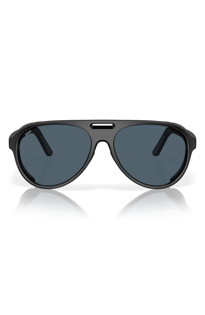 Costa Del Mar Grand Catalina 59mm Polarized Pilot Sunglasses, Main, color, Matte Black/ Gray