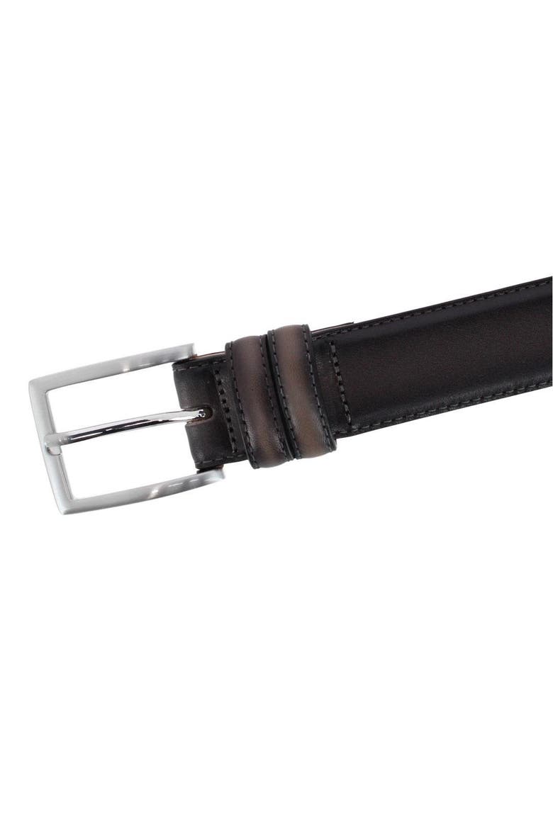 Malik Burnished Feather Edged 32mm Leather Belt, Alternate, color, Grey
