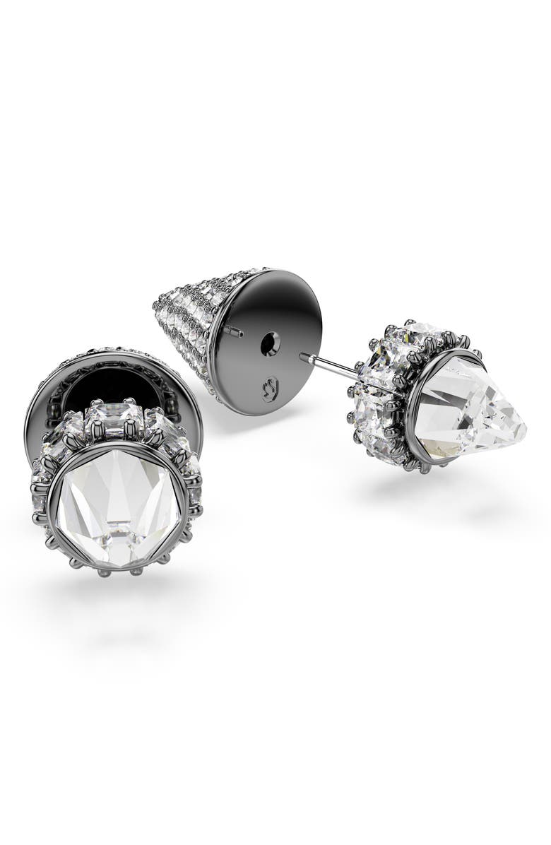 Swarovski Sublima Front/Back Spike Stud Earrings, Alternate, color, Black/ Silver