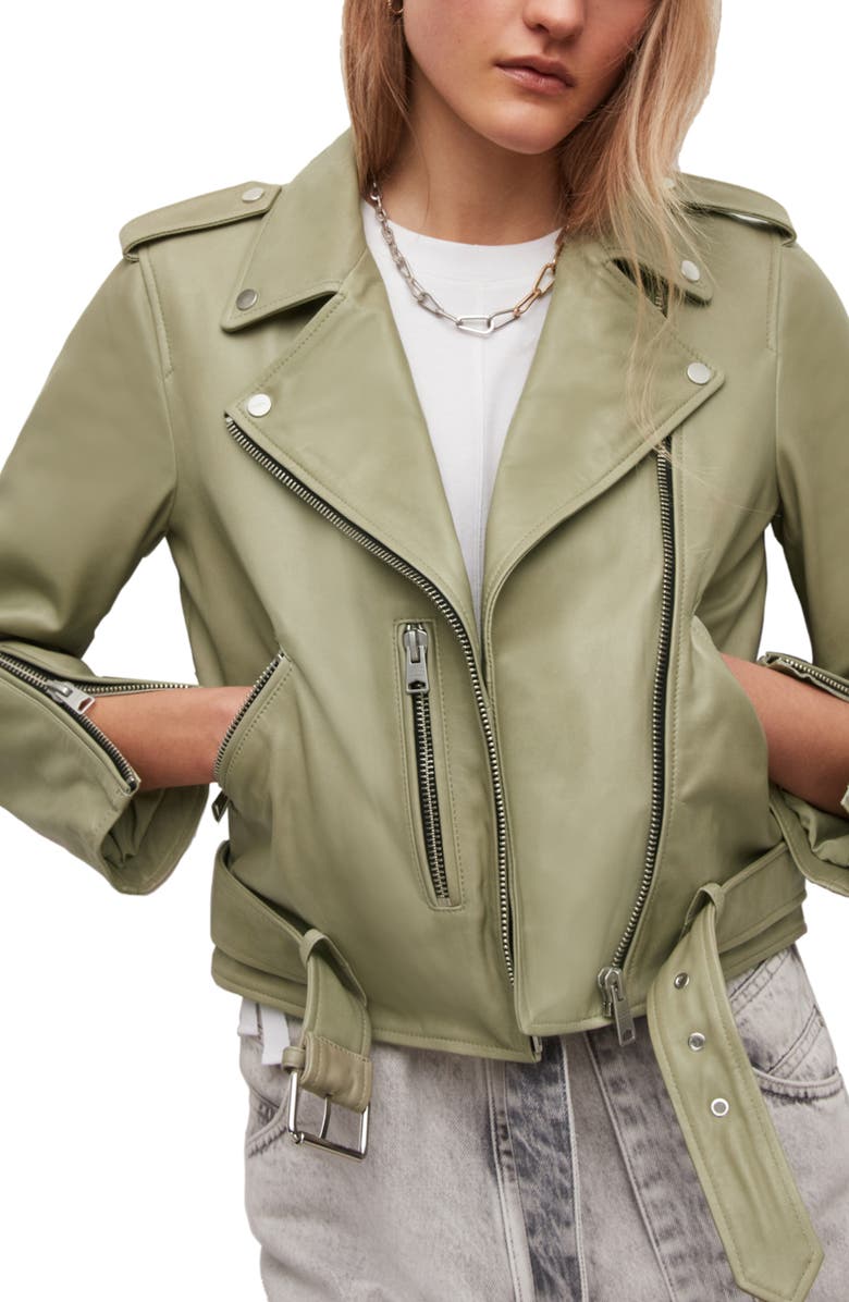 AllSaints Balfern Leather Biker Jacket, Alternate, color,
