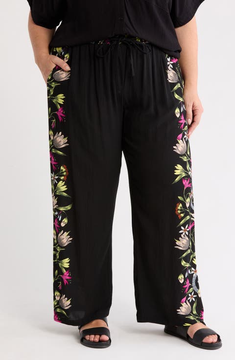 Border Print Pants (Plus)