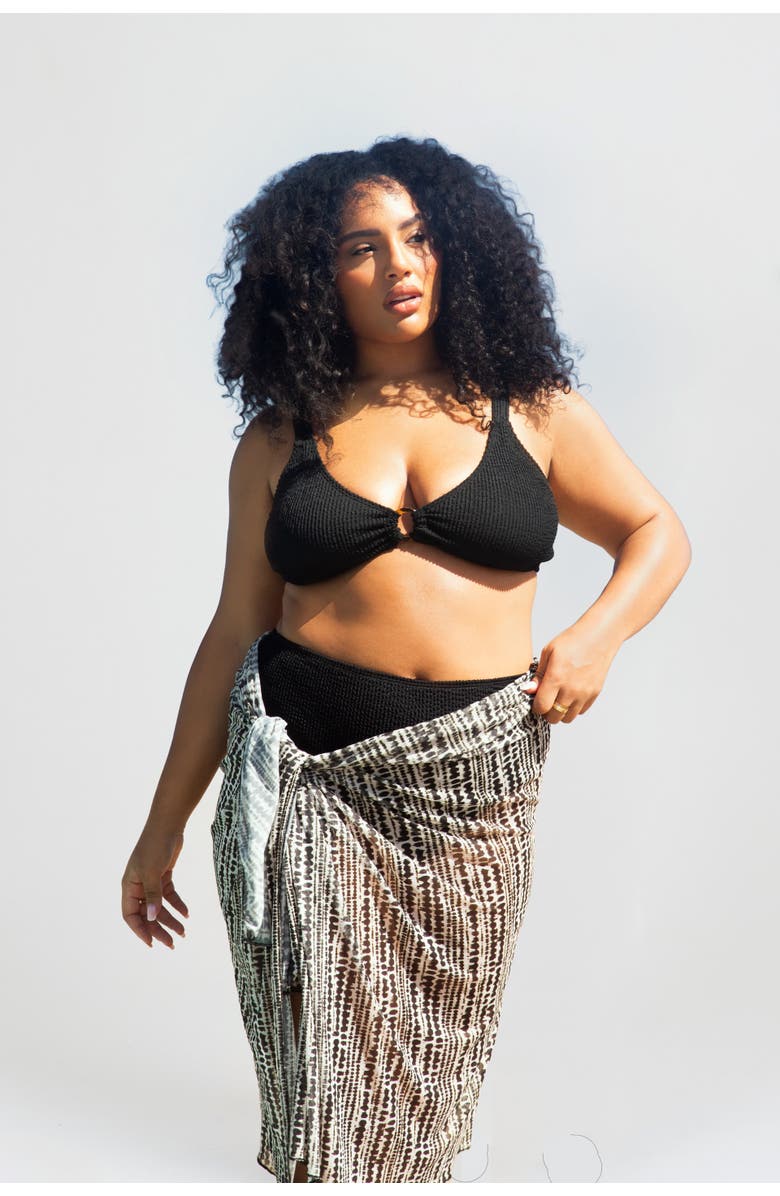 FASHION-SZN CURVE Print Beach Sarong, Alternate, color, Black