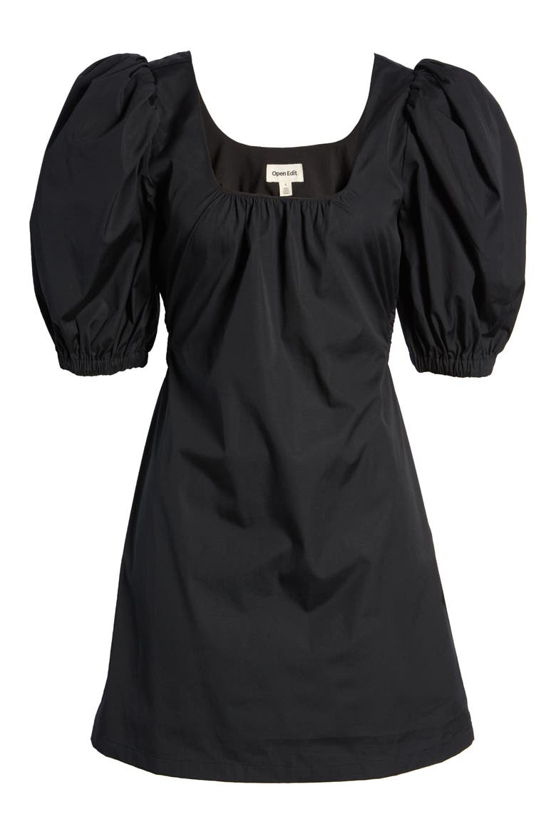 Open Back Cotton Minidress, Alternate, color, BLACK