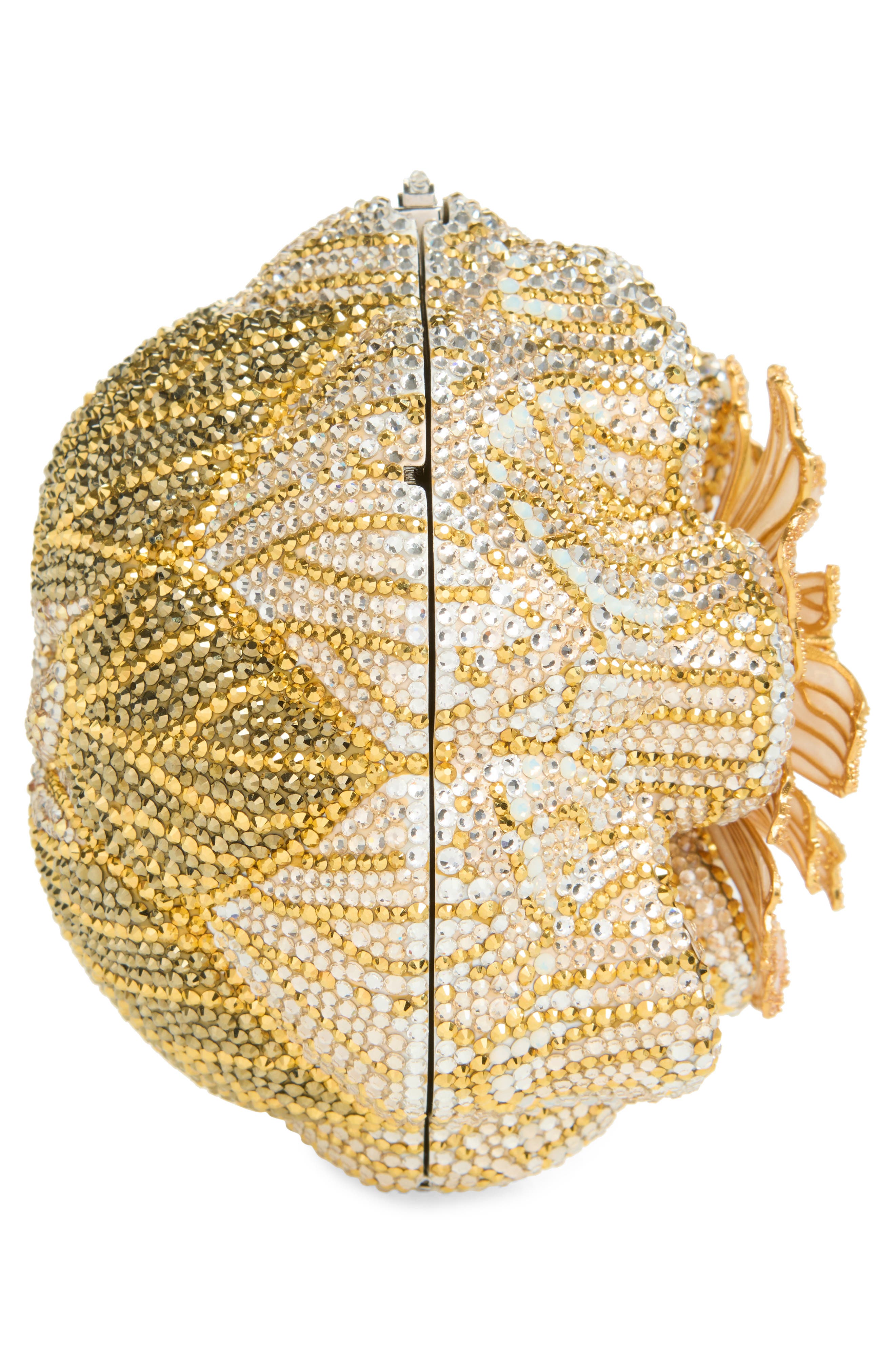 JUDITH LEIBER COUTURE Magnolia Crystal Minaudière, Alternate, color, Silver Rhine Multi