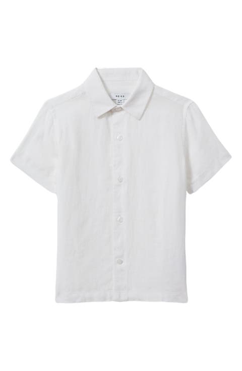 Kids' Holiday Sr. Short Sleeve Linen Button-Up Shirt (Big Kid)