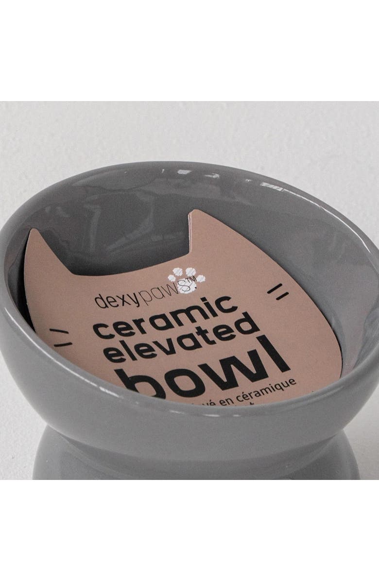 Dexypaws Elevated Ceramic Cat Bowl, Grey, 7oz, Alternate, color, Gray