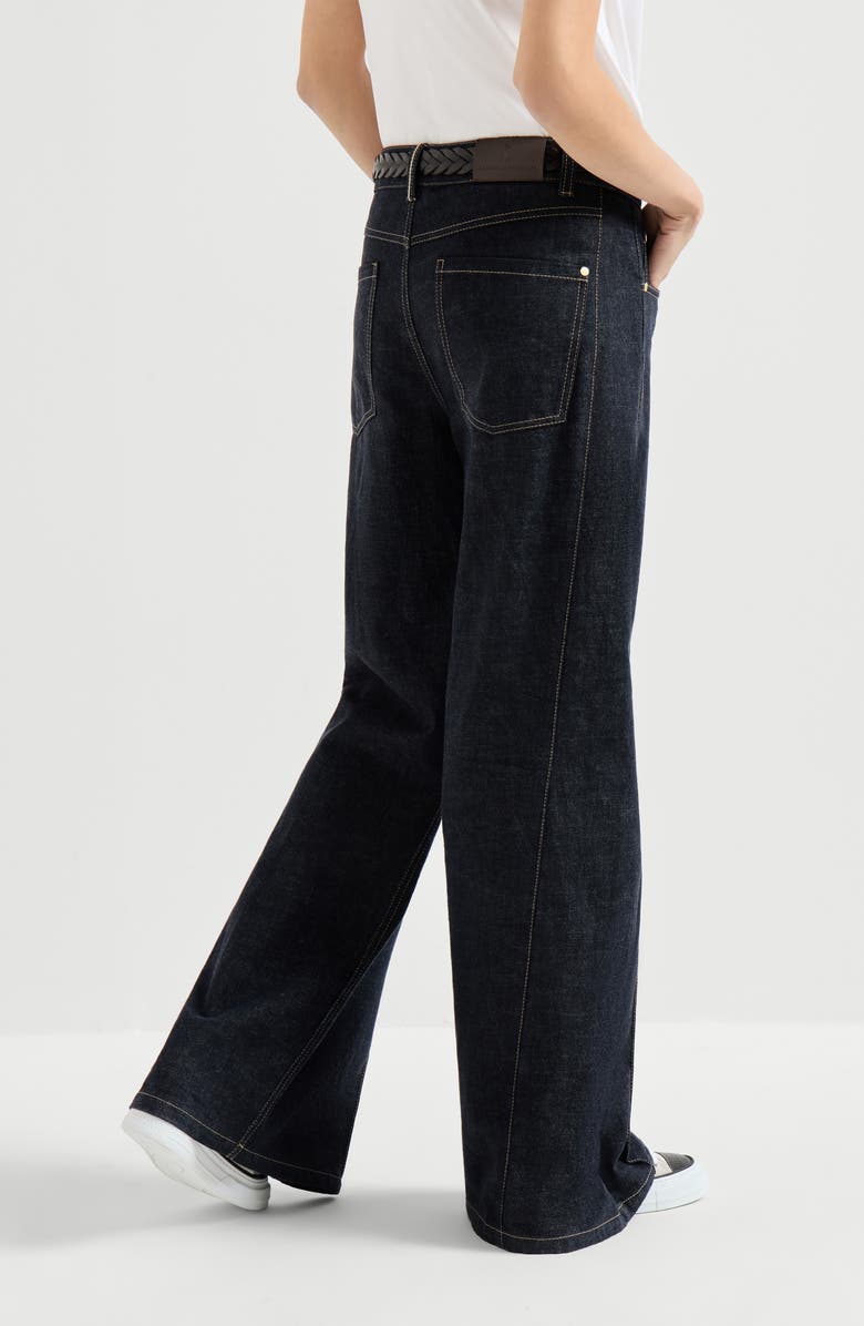 Brunello Cucinelli Loose Flared Trousers, Alternate, color, Dark Denim