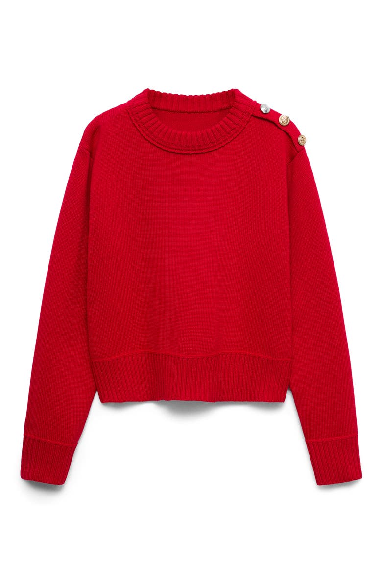 Button Shoulder Mock Neck Sweater, Alternate, color, RED