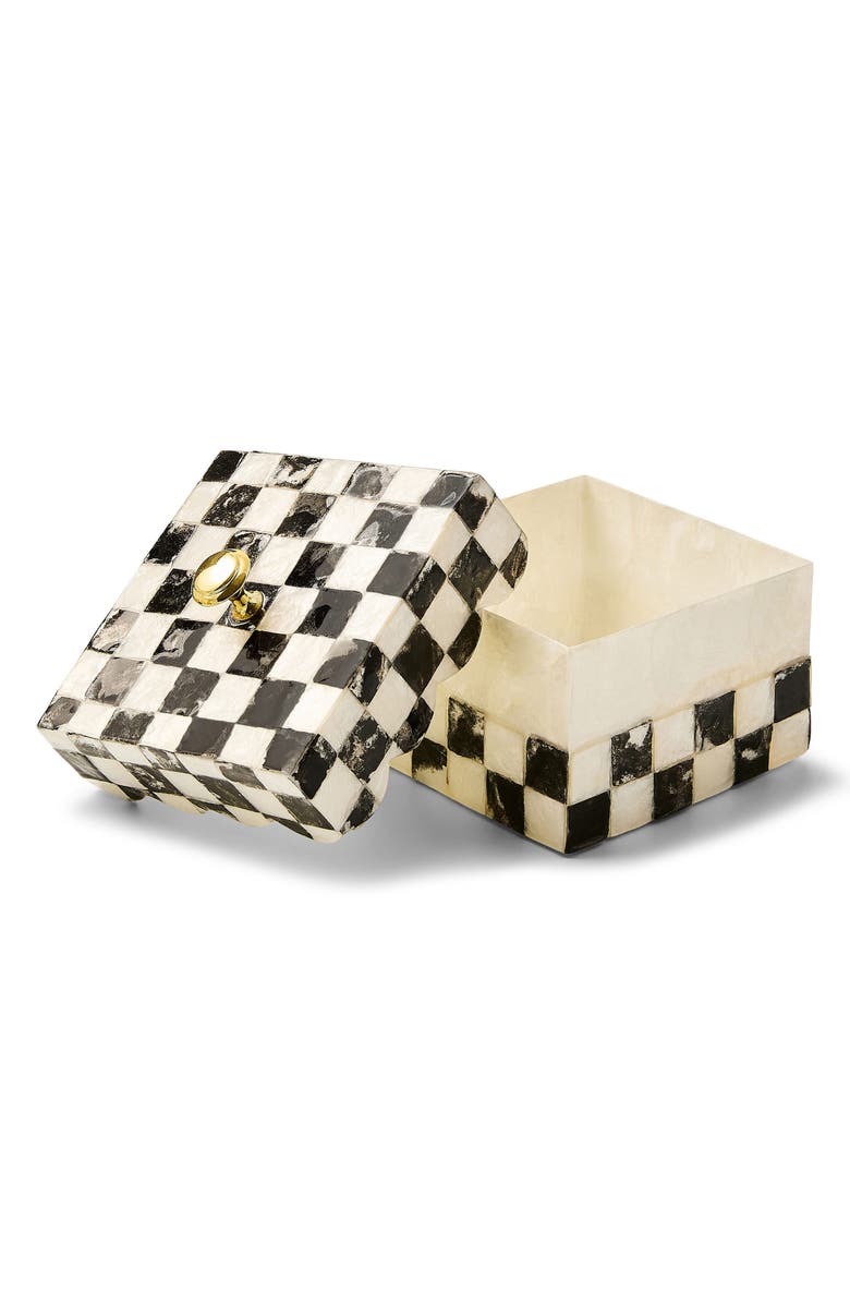 MACKENZIE CHILDS Courtly Check Capiz Scalloped Box, Alternate, color, Black