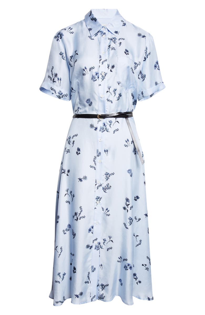 Altuzarra Kiera Floral Print Belted Silk Shirtdress, Alternate, color, Danube Shibori Flower