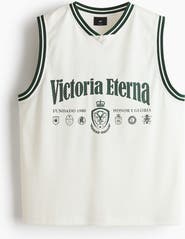 H&M Relaxed Fit Printed Mesh Vest Top