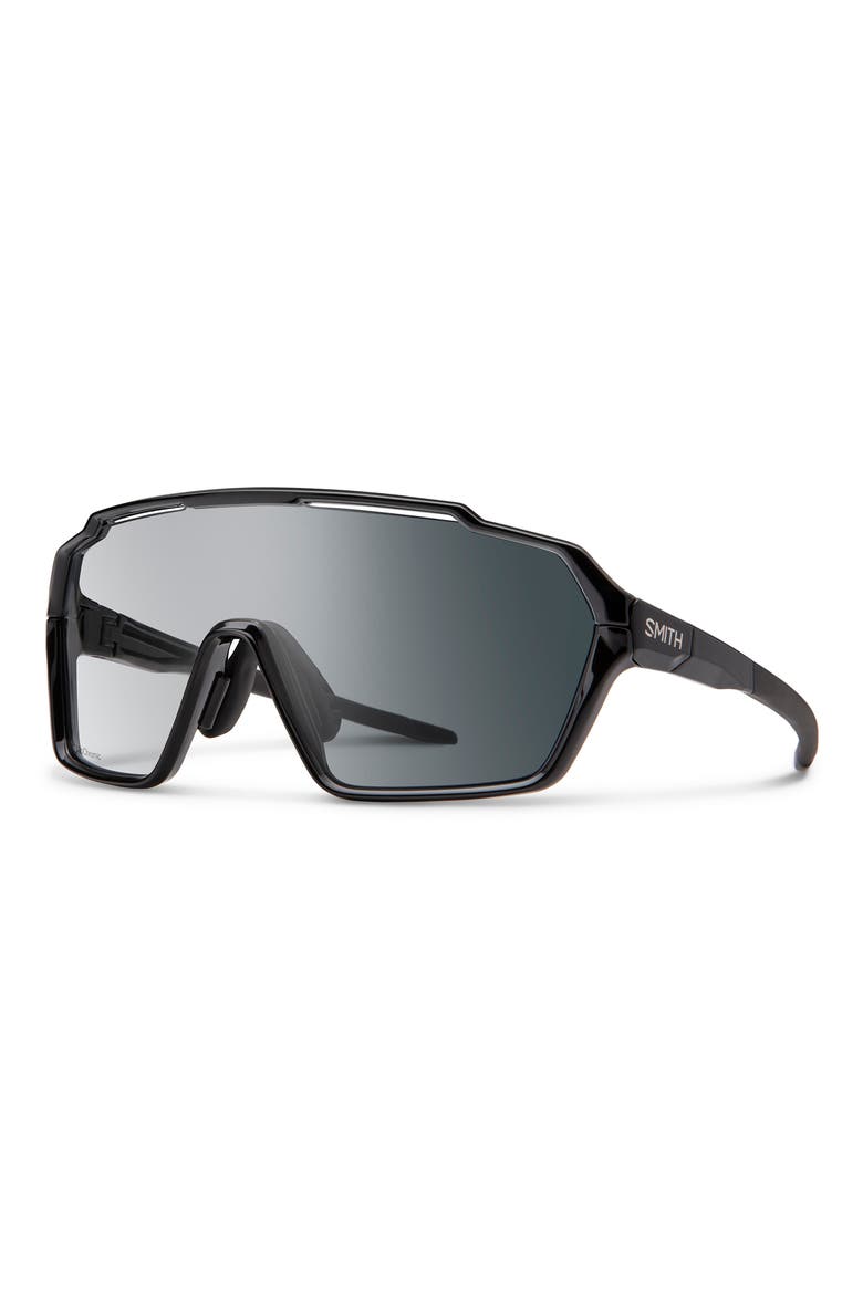 Shift MAG™ 136mm Shield Sunglasses, Main, color, BLACK/ CLEAR TO GRAY