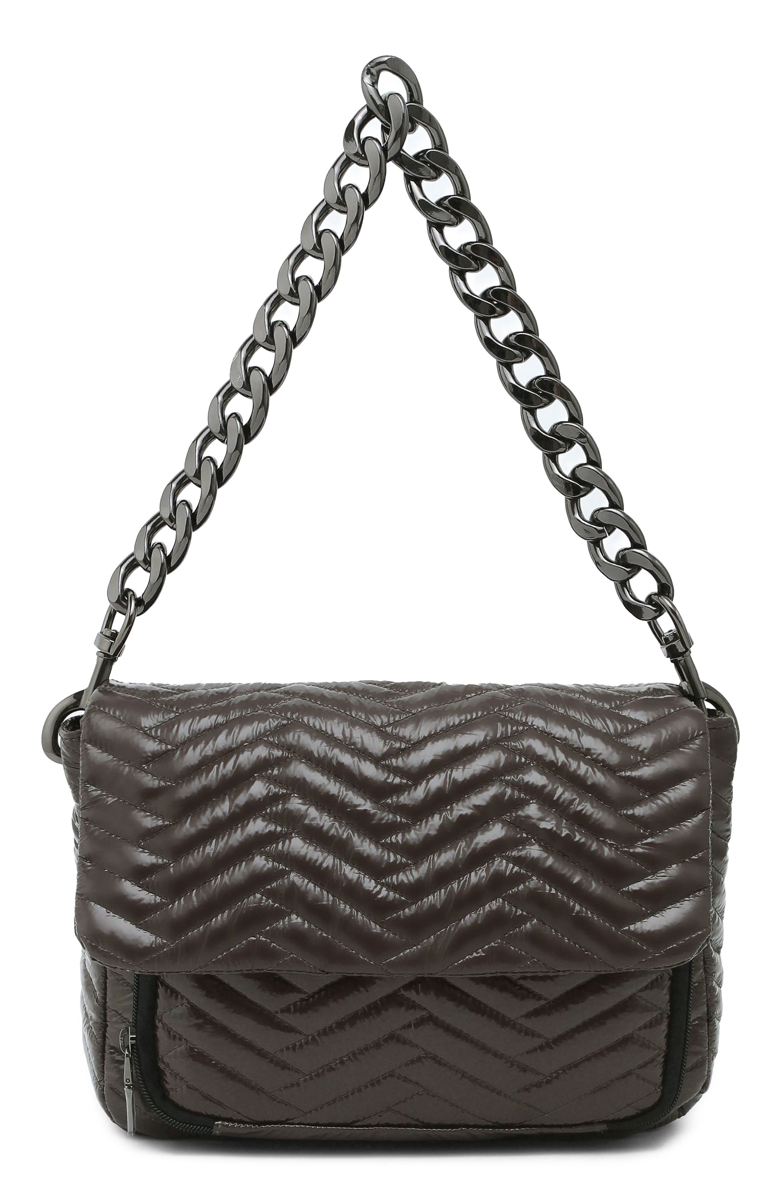The Muse Moto Quilted Shoulder Bag, Alternate, color, GLOSSY CHOCOLATE