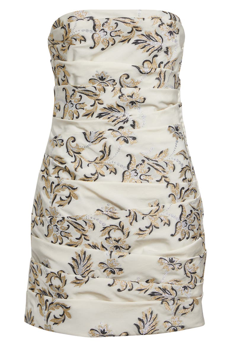 Metallic Embroidered Strapless Cocktail Dress, Alternate, color, IVORY MULTI