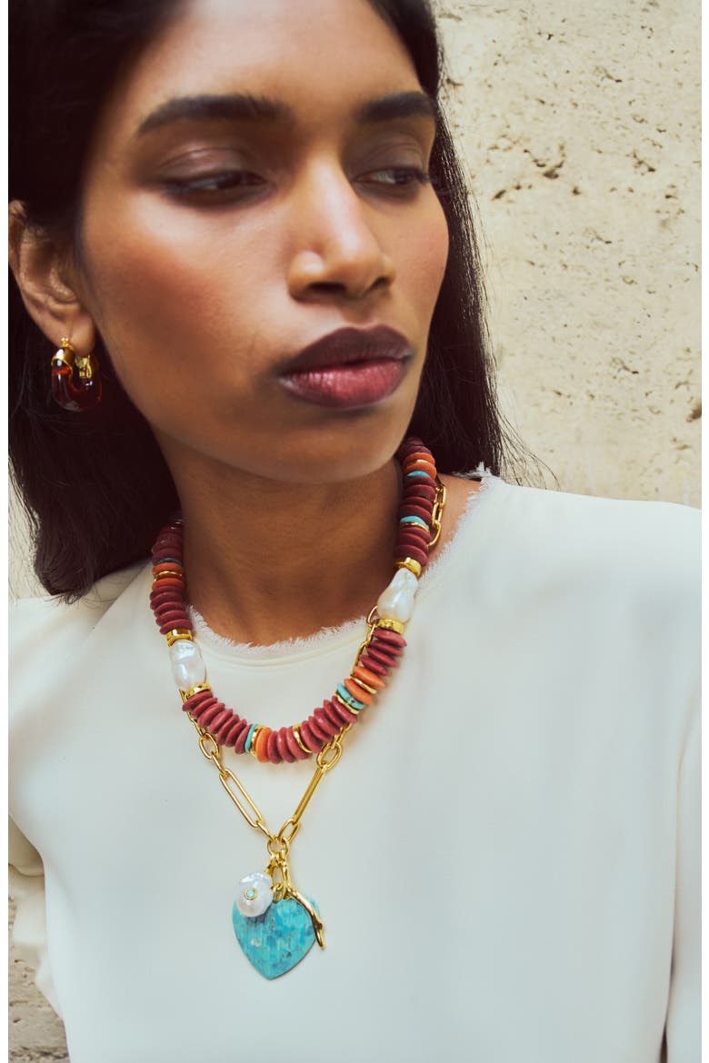 Umi Disc Bead Necklace, Alternate, color, BROWN MULTI