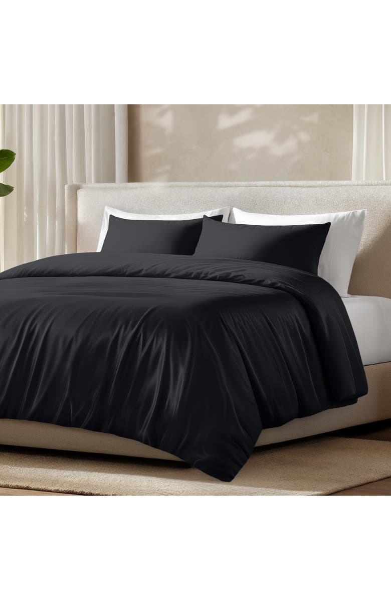 Bare Home Cooling Rayon Duvet Cover Set, Alternate, color, Black