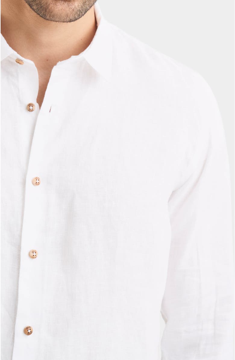 Velez Men Long-Sleeve Linen Shirt Semi-Fitted Silhouette, Alternate, color, White