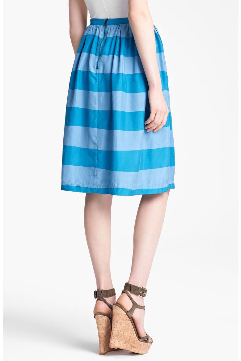 Stripe Silk Skirt, Alternate, color, BRIGHT TURQUOISE