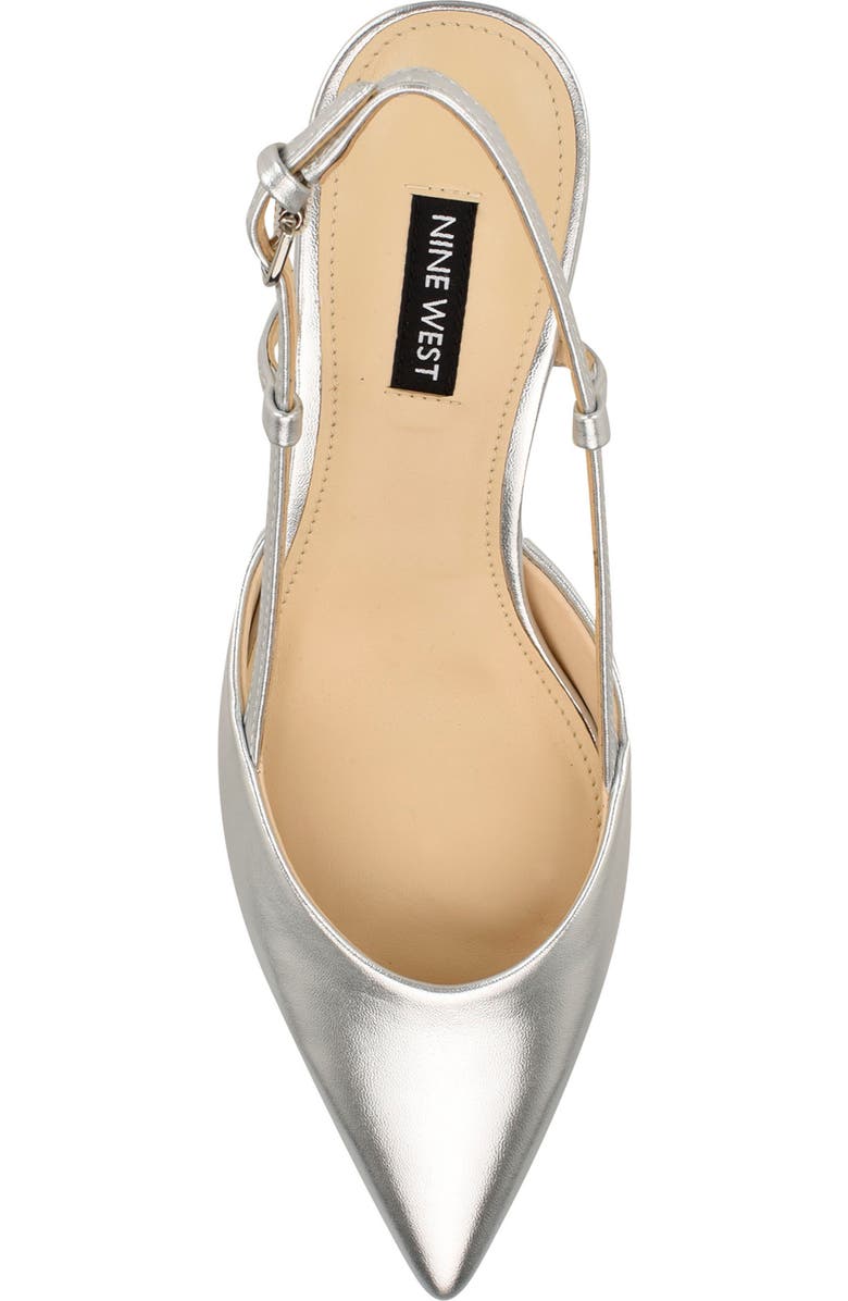 Nine West Rhonda Slingback Pointed Toe Kitten Heel Pump, Alternate, color, Silver