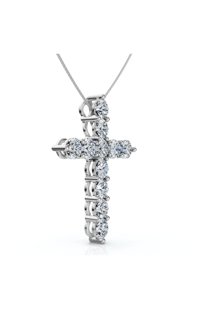 Bliss Diamond 4Ct TW Diamond Cross Pendant 14k Gold Women's 18" Necklace Lab Grown, Alternate, color, White Gold
