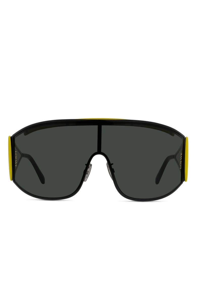Loewe Signature 138mm Mask Sunglasses, Main, color, Matte Black / Smoke