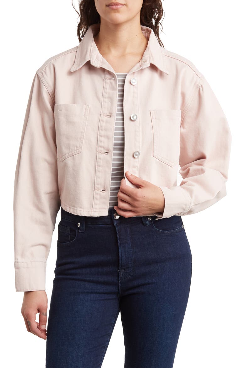 Crop Denim Jacket, Main, color, WASHED BLUSH