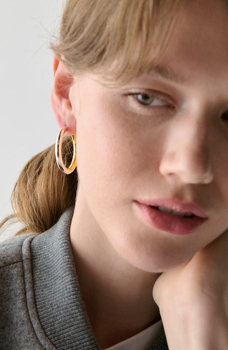 Kate Spade New York mixed metal hoop earrings, Alternate, color, 