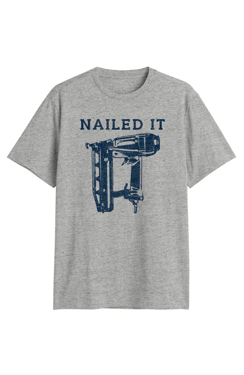True Nation by DXL Big & Tall Nailed It Graphic Tee, Main, color, Heather Grey