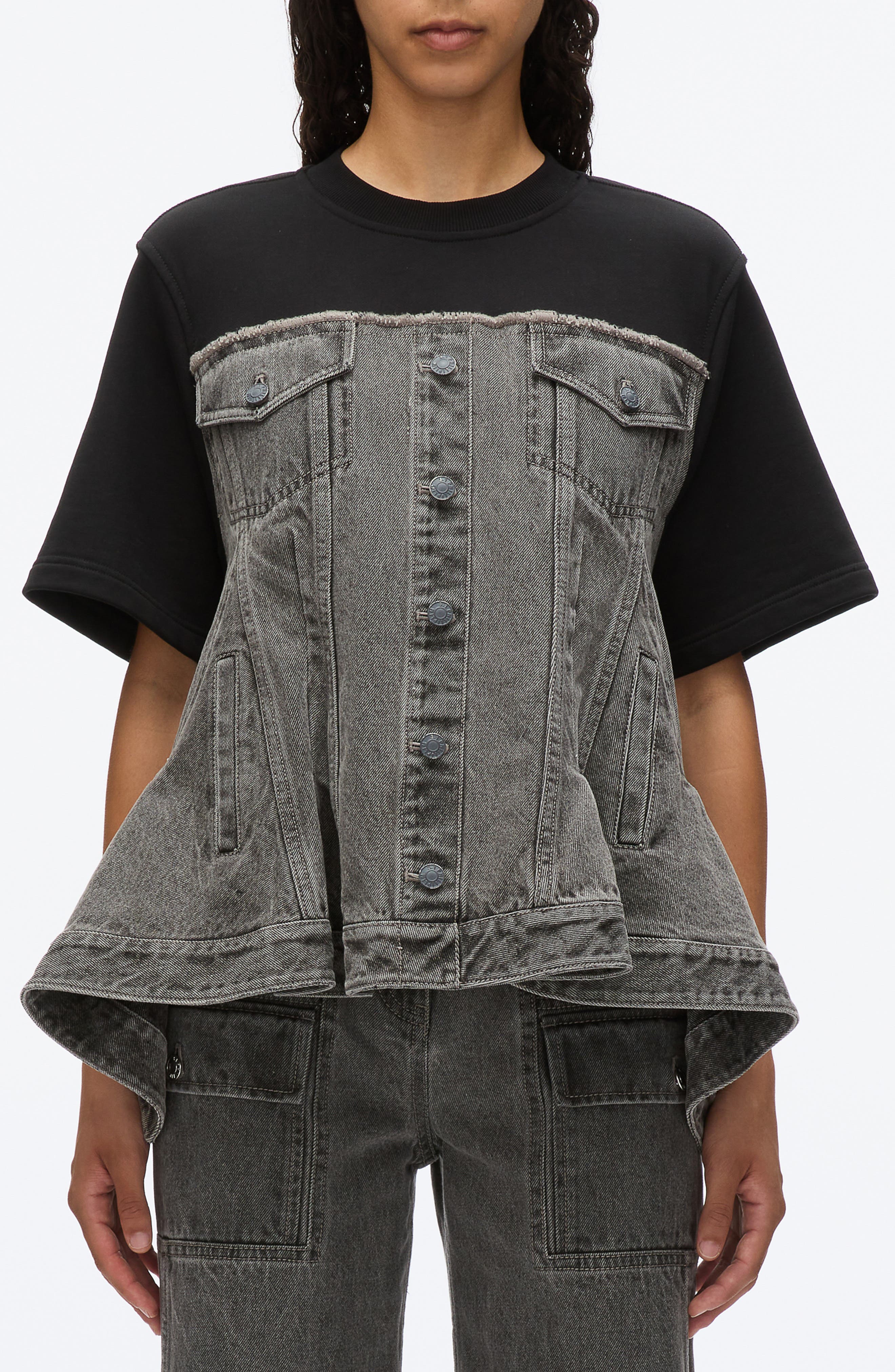 Flounce Hybrid Denim Top