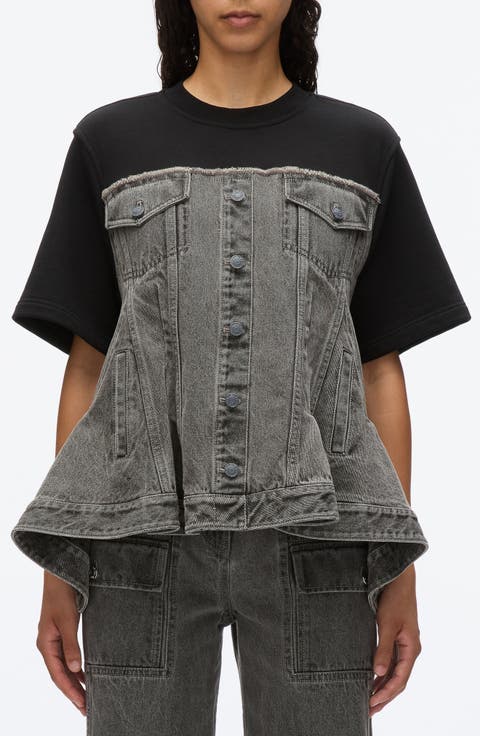 Flounce Hybrid Denim Top