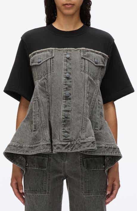 Flounce Hybrid Denim Top