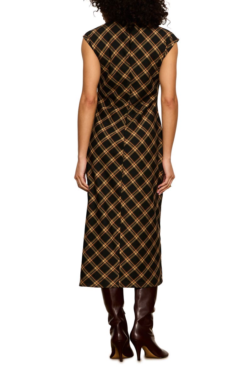 Autumn Edit Plaid Midi Dress, Alternate, color, BLACK/ AUTUMN GOLDIE PLAID