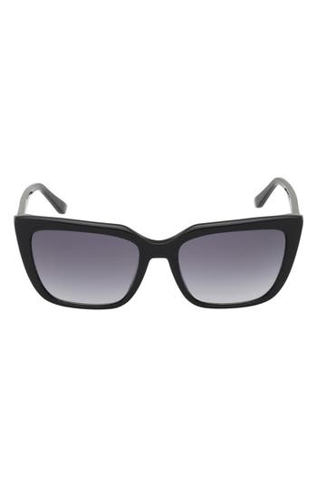 Guess 55mm Square Sunglasses In Shiny Black/gradient Smoke