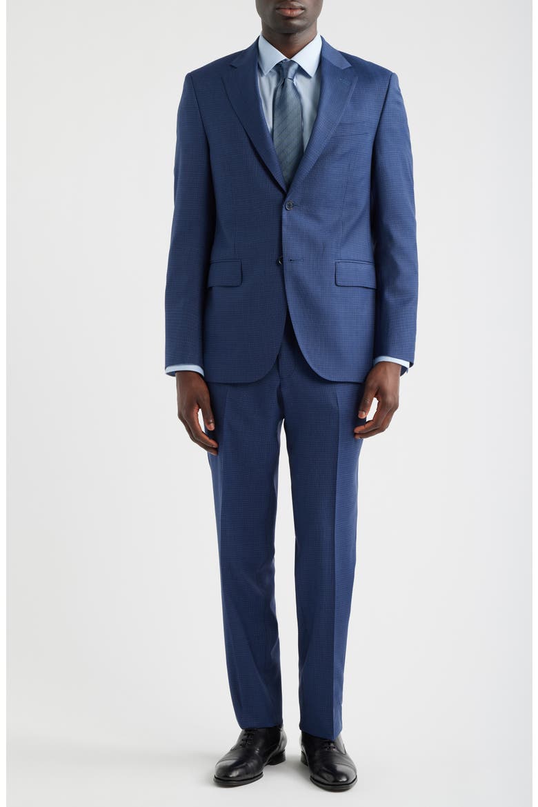 Flynn Classic Fit Blue Microcheck Wool Suit, Main, color, BLUE