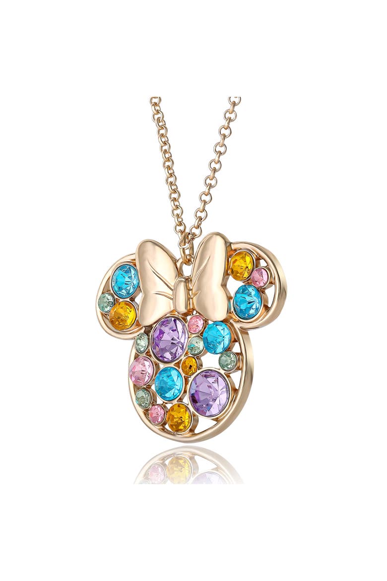 Fashion Multi-Color Stone Minnie Mouse Necklace, Alternate, color, Multicolor