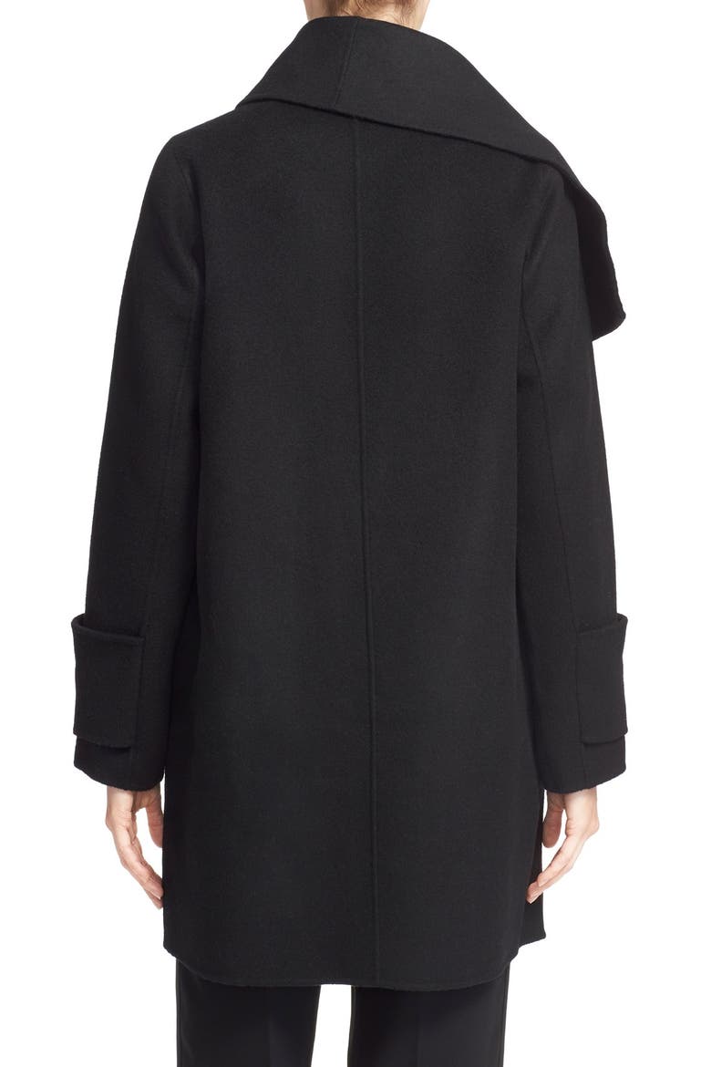Drape Neck Wool Blend Coat, Alternate, color, BLACK