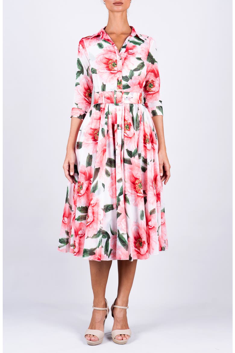 A-Line Midi Aster Shirtdress, Main, color, Magnolia