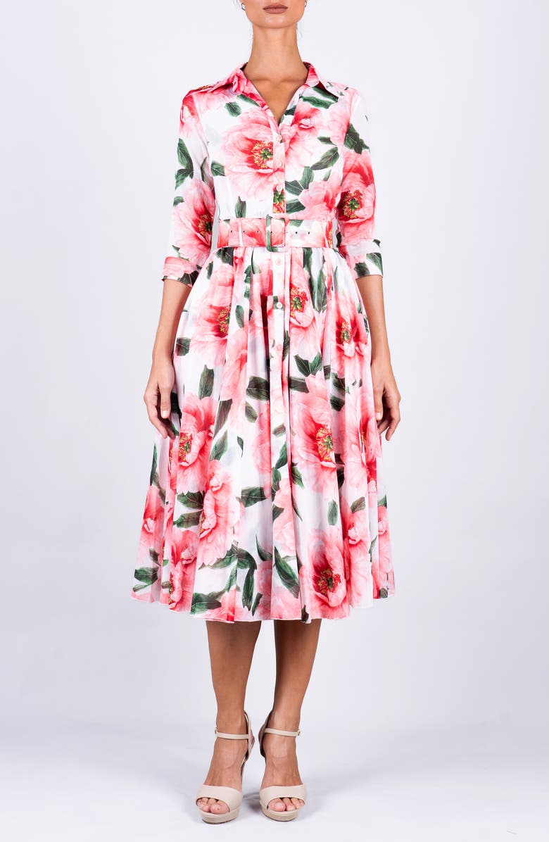 SAMANTHA SUNG A-Line Midi Aster Shirtdress, Main, color, Pastel Magnolia