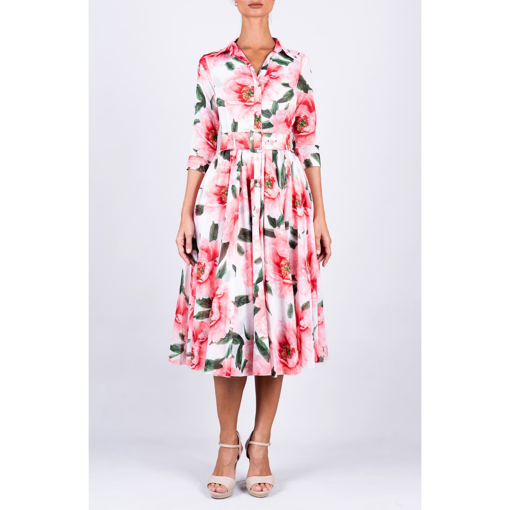 SAMANTHA SUNG A-Line Midi Aster Shirtdress in Magnolia at Nordstrom, Size 4