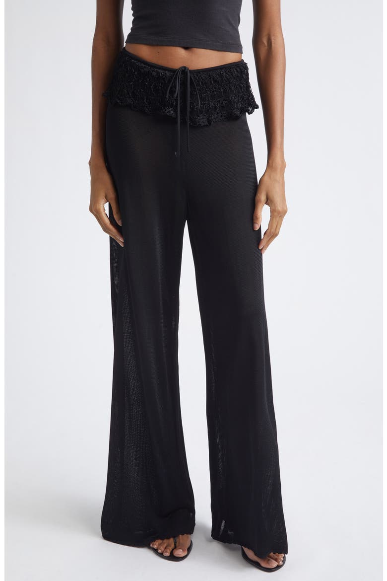 Ash Ruffle Pants, Main, color, BLACK